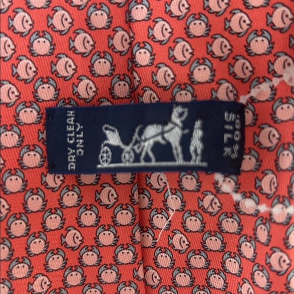 HERMES Men’s Tie Koral Small Fish and Crab Design AUTHENTIC - Picture 3 of 6